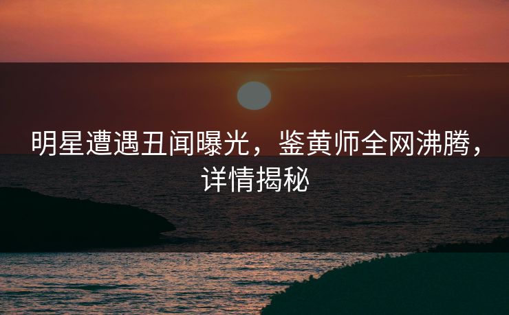 明星遭遇丑闻曝光，鉴黄师全网沸腾，详情揭秘