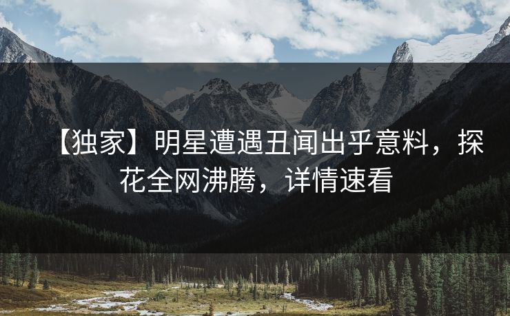 【独家】明星遭遇丑闻出乎意料，探花全网沸腾，详情速看