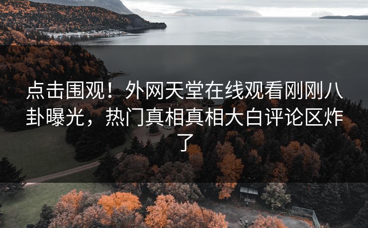 点击围观！外网天堂在线观看刚刚八卦曝光，热门真相真相大白评论区炸了