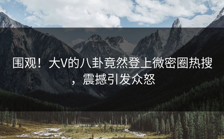 围观！大V的八卦竟然登上微密圈热搜，震撼引发众怒