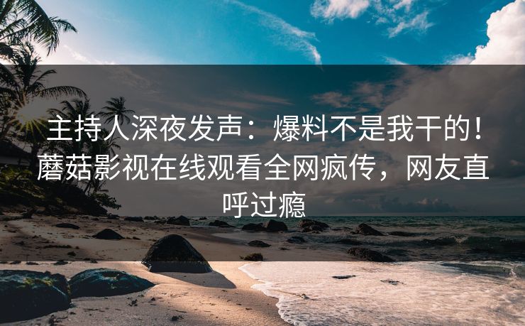 主持人深夜发声：爆料不是我干的！蘑菇影视在线观看全网疯传，网友直呼过瘾