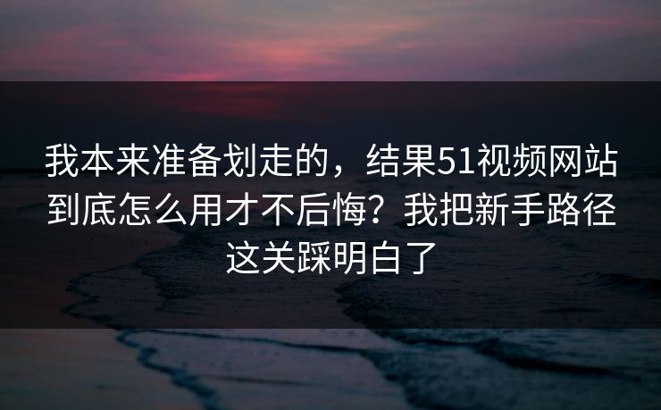 我本来准备划走的，结果51视频网站到底怎么用才不后悔？我把新手路径这关踩明白了